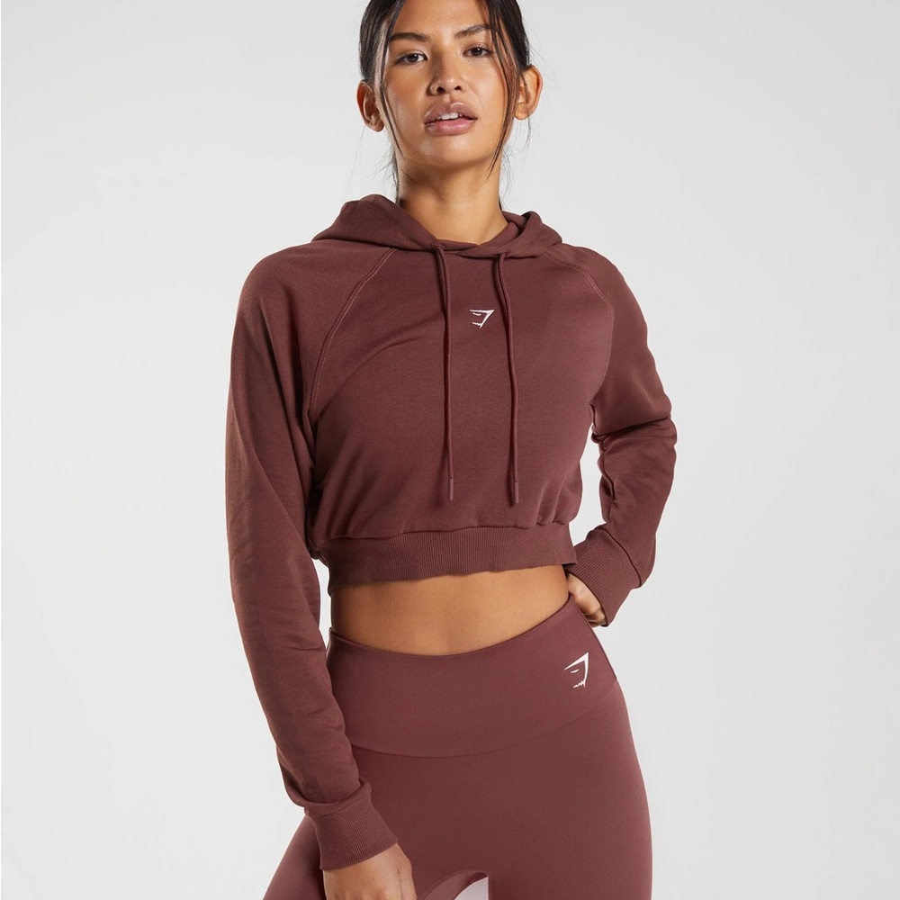 Gymshark Training Women's Cherry Brown Cropped Hoodie Workout
